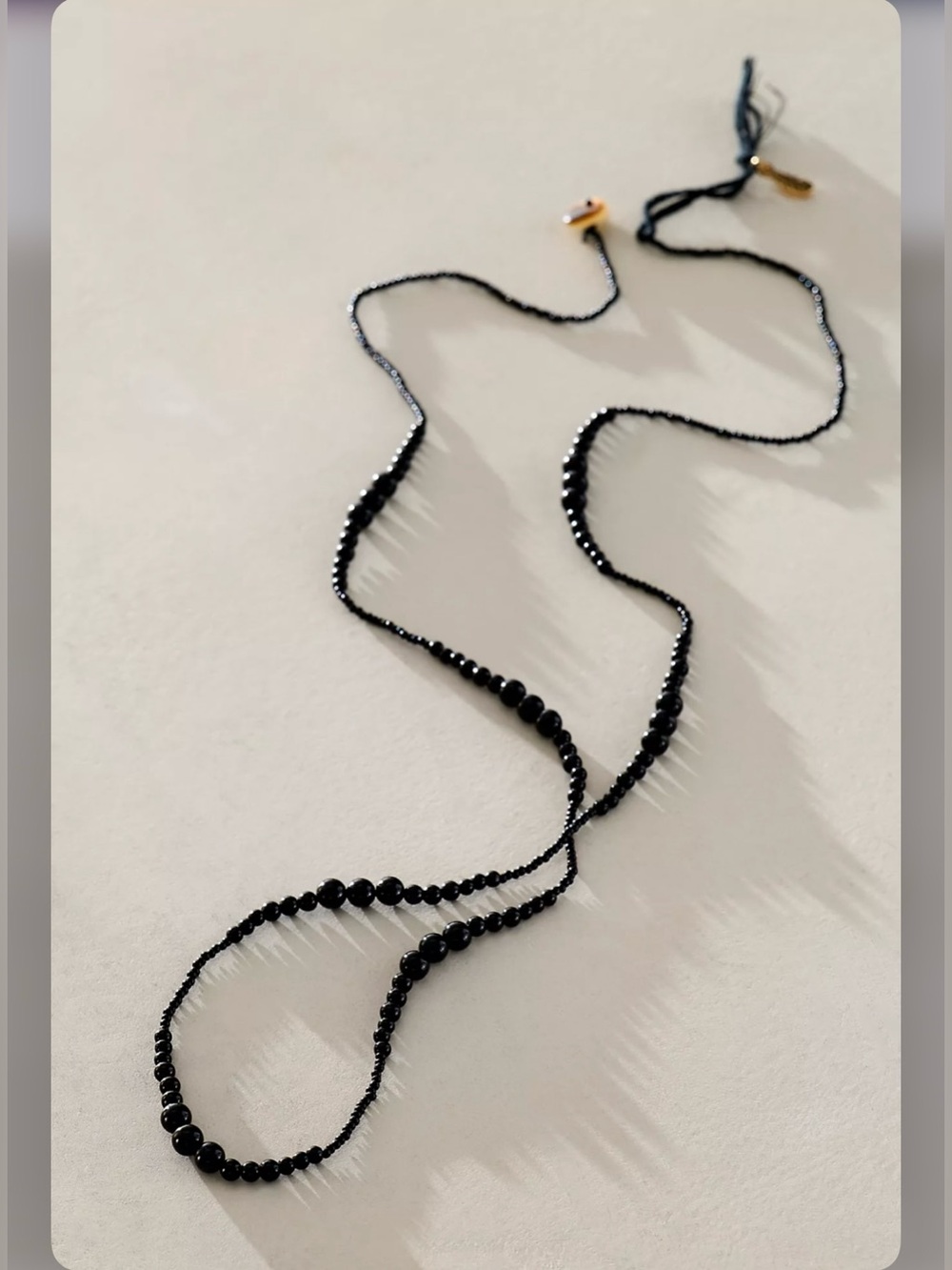 Free People Hattie semiprecious Black Beaded strand Long Necklace